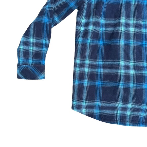 Orvis Fleece Lined Flannel Jacket Women Long Sleeve Snap Button Down Blue Medium - Picture 9 of 12